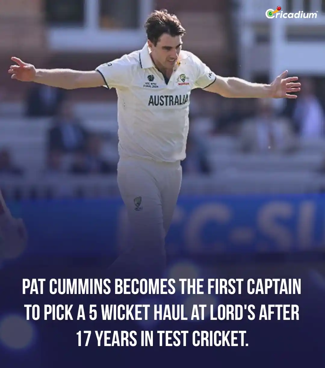 Image from Cricadium🏏: History at Lord’s! 🙇♂️ Pat Cummins becomes the first captain in 17 ...