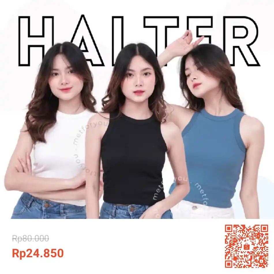 Image from INFO PROMO RACUN SHOPEE DISKON TIKTOK TOKOPEDIA GOJEK GRAB BELAJAR DAGET STICKER GIVEAWAY: Hitam M Temukan METFORYOU Halter Rib Tanktop Wanita Korea Tank Top se...