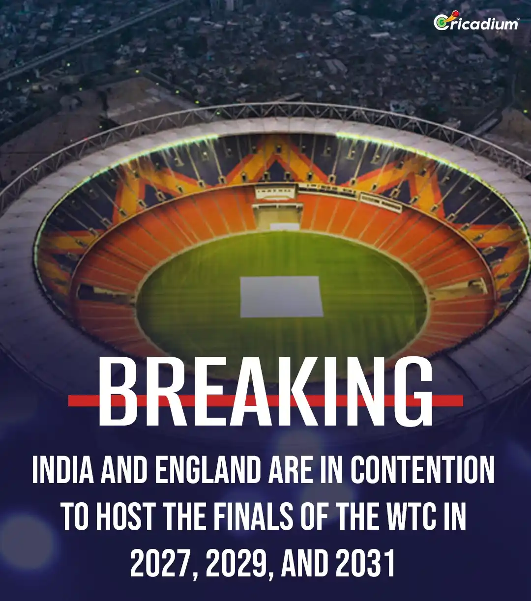 Image from Cricadium🏏: 🇮🇳🏴 India and England are in contention to host the WTC Finals in 2...