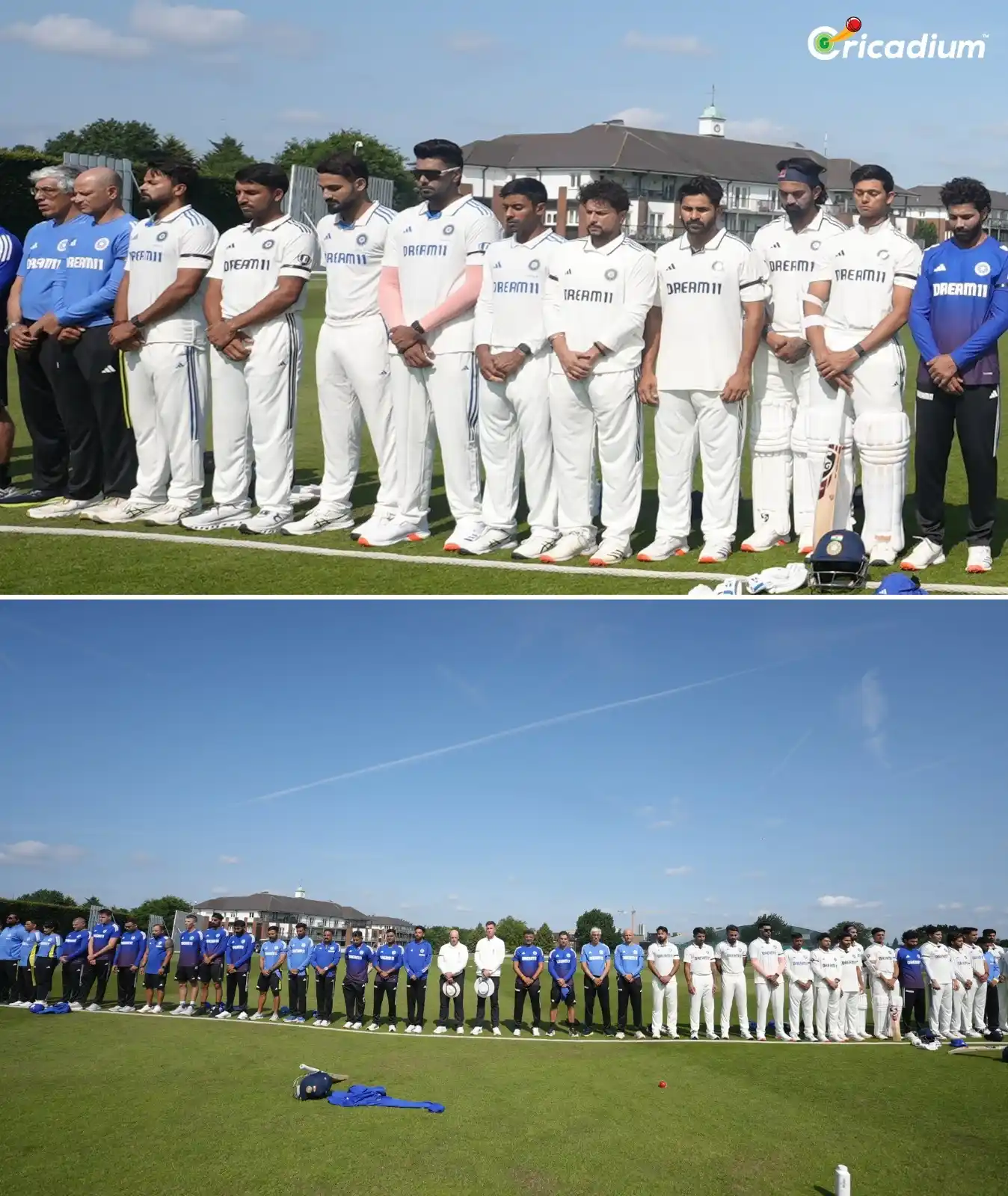 Image from Cricadium🏏: 🇮🇳 Team India observed a minute's silence to pay homage to the victi...