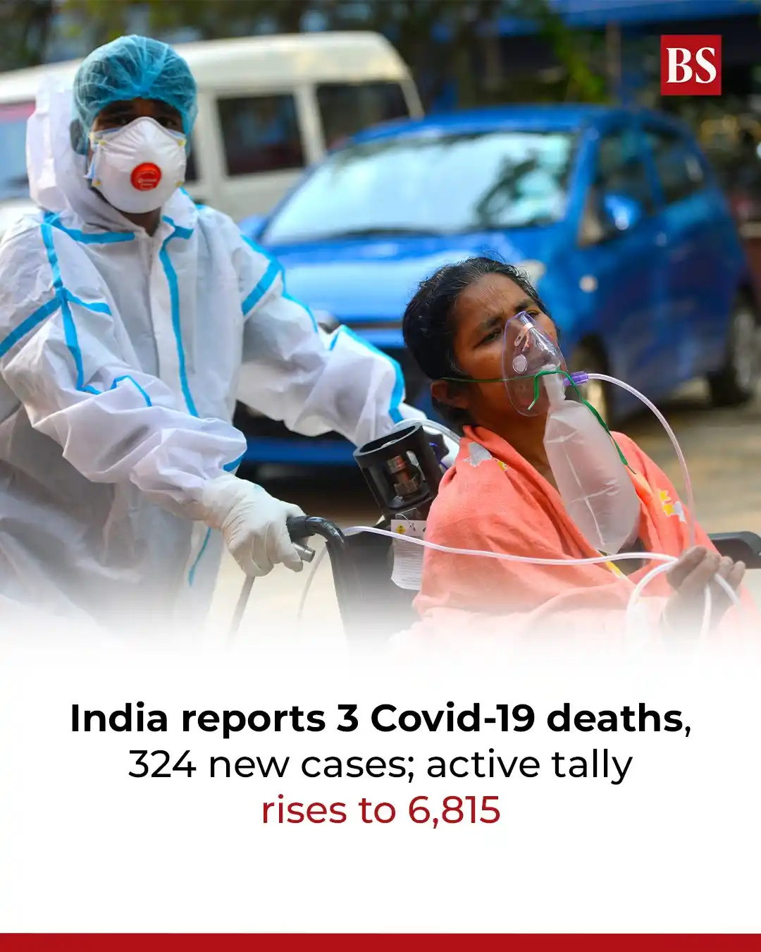 Image from Business Standard: India’s active Covid-19 case tally rose to 6,815 with 324 fresh cases ...