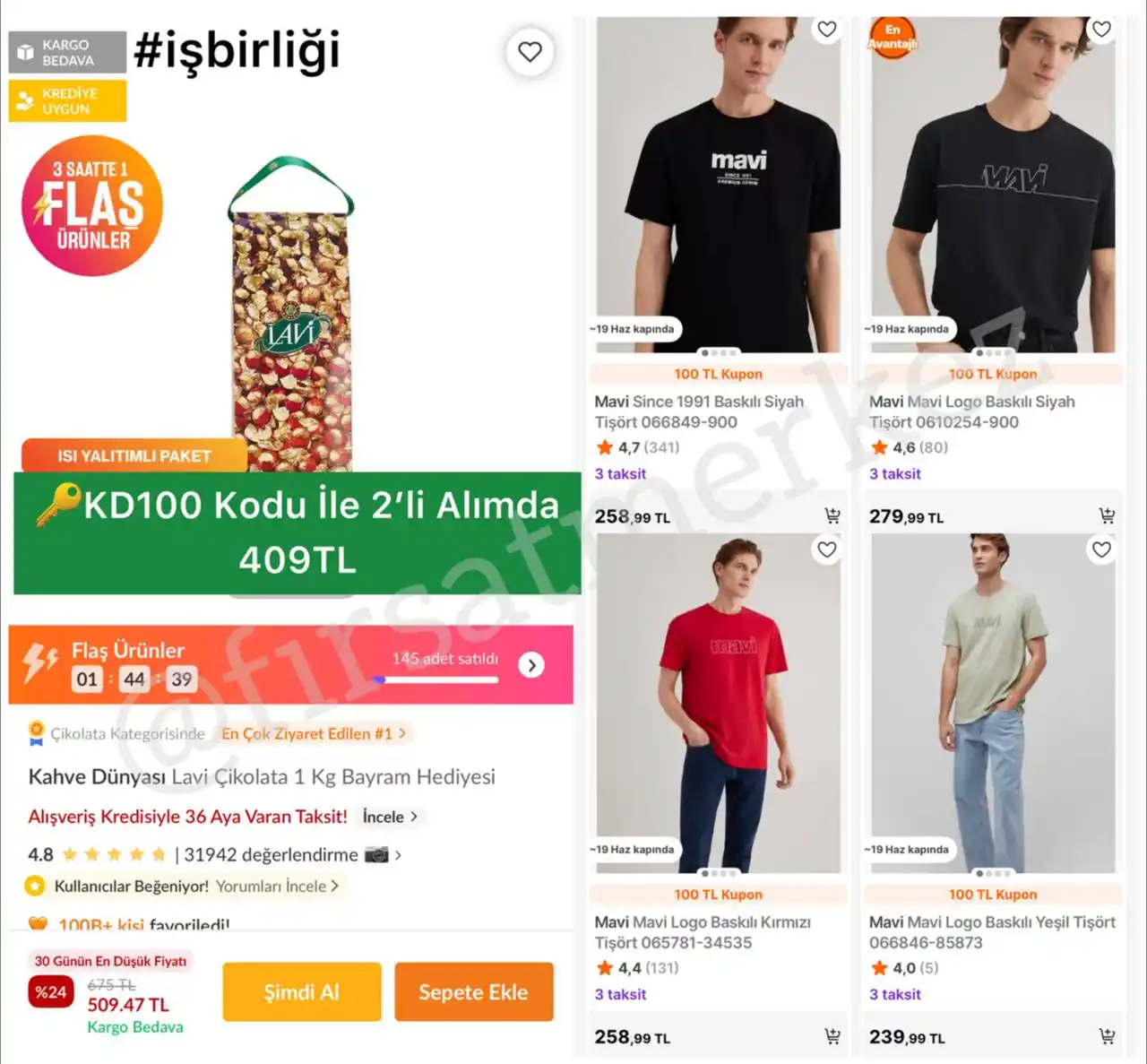Image from İndirim Fırsat Merkezi: 🔥Kahve Dünyası Lavi Çikolata 1Kg Bayram Hediyesi   ✅509TL - 2’li Alım...