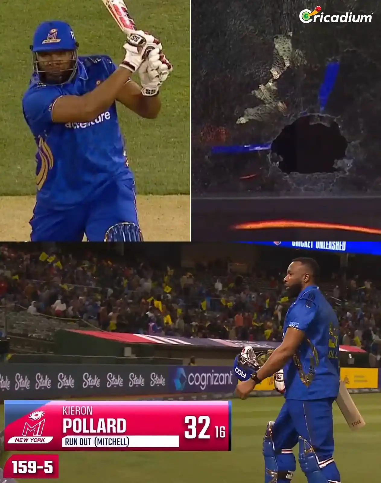 Image from Cricadium🏏: Kieron Pollard went full beast mode! 💥 Smashed a window during his ex...