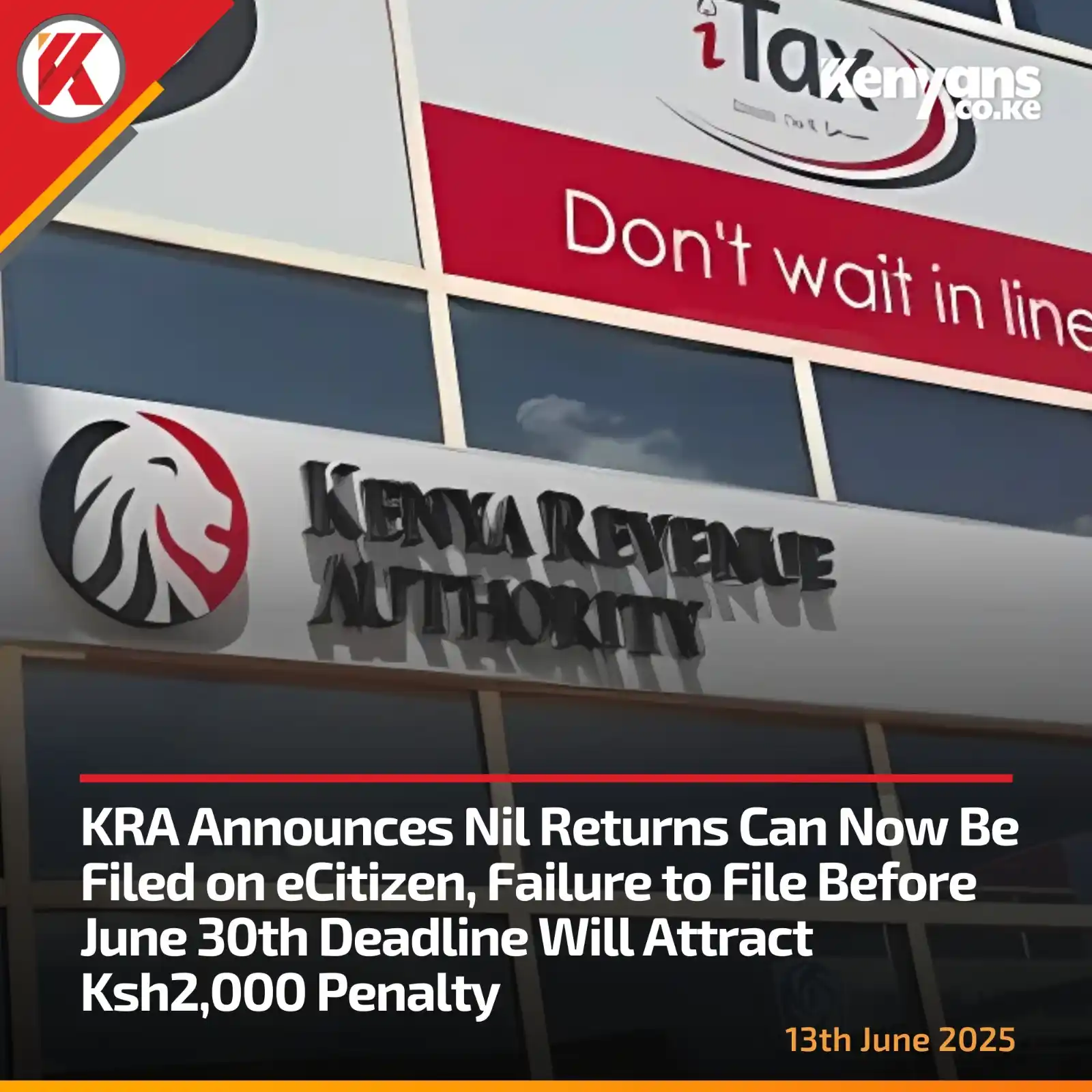 Image from Kenyans.co.ke: KRA announces nil returns can now be filed on eCitizen, failure to fil...