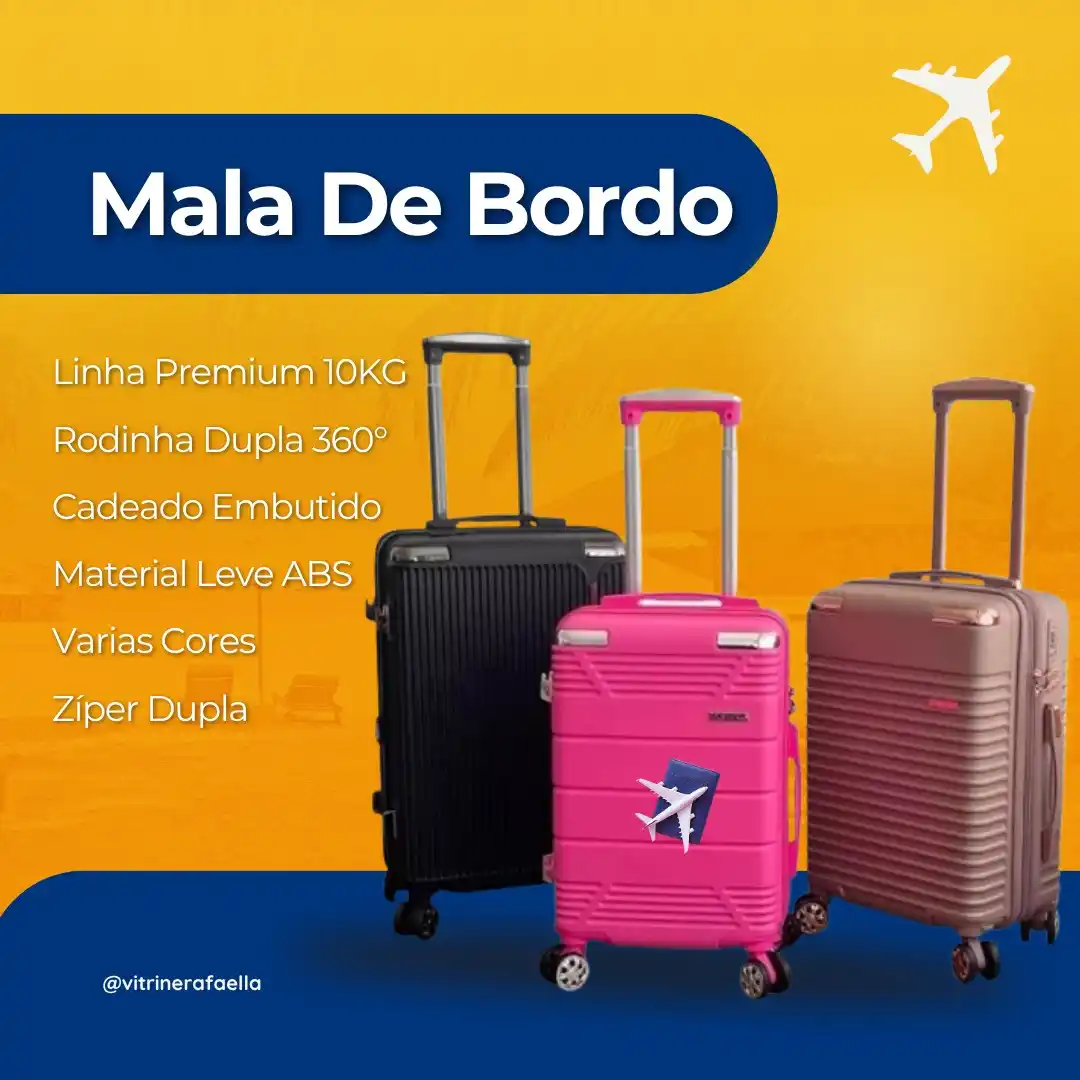 Image from Vitrine Rafaella: Mala De Bordo Linha Premium 10KG, Zíper Dupla,Rodinha Dupla 360°,Cadea...