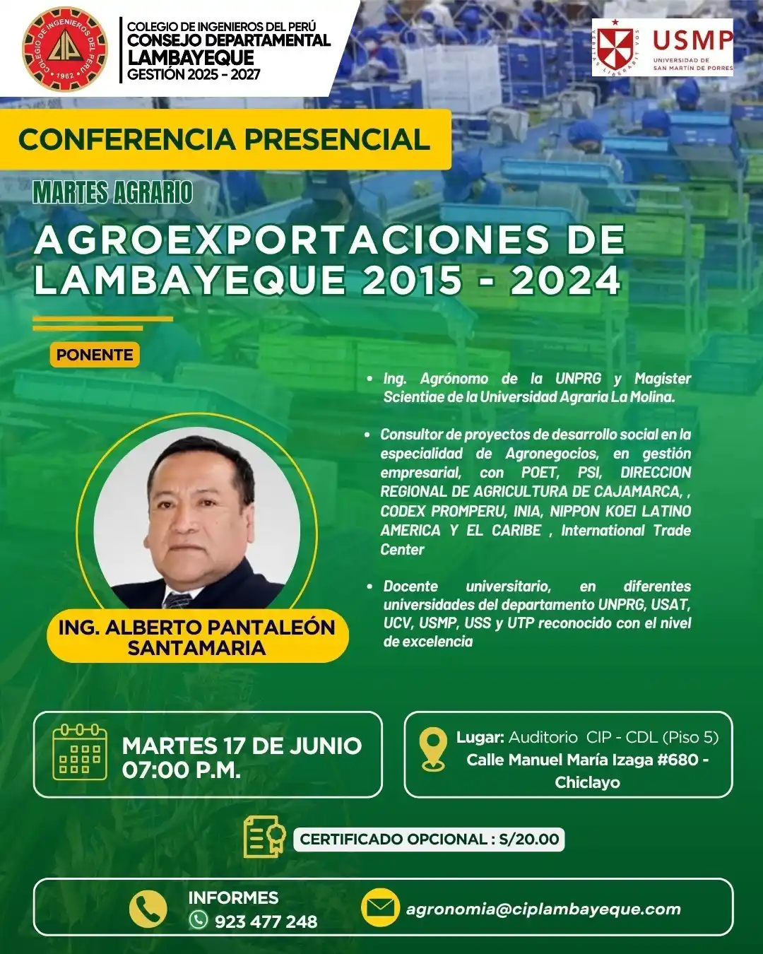 Image from CIP CD Lambayeque - TI: 📣 *Martes agrario* Confirma tu asistencia pre inscribiéndote en https...