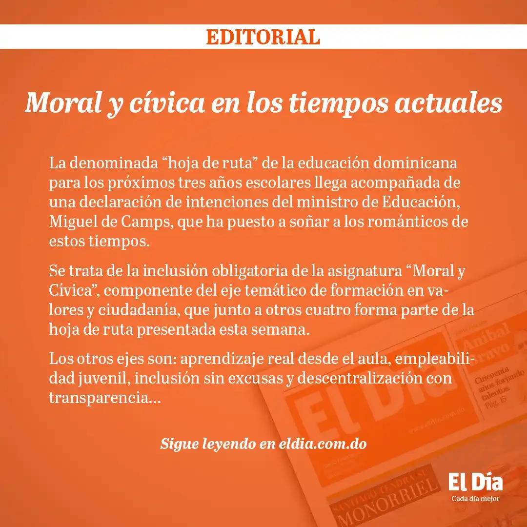 Image from Periódico El Día: Moral y cívica en los tiempos actuales https://eldia.com.do/moral-y-ci...