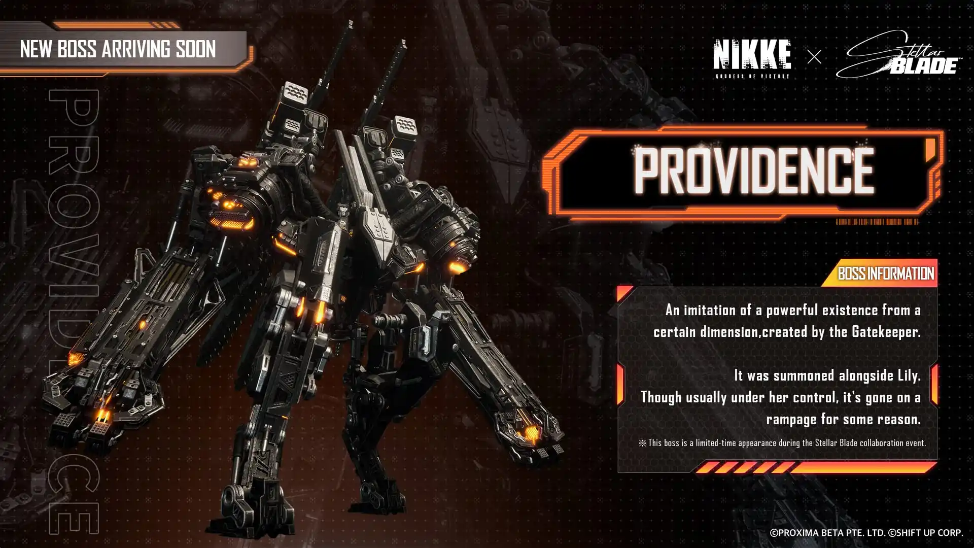 Image from GODDESS OFVICTORY:NIKKE: 【New Rapture Introduce - Providence】 A new boss from the Stellar Blad...