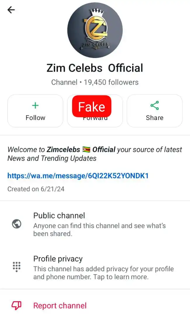 Image from Zimcelebs Official 1: *Notice* Please be warned of fake Zimcelebs Profiles on Whatsapp prete...