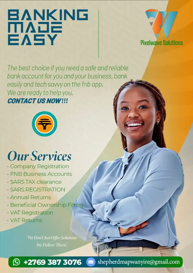 Image from Zimcelebs Official 1: Open FNB Gold business Account in your names with passport without a p...