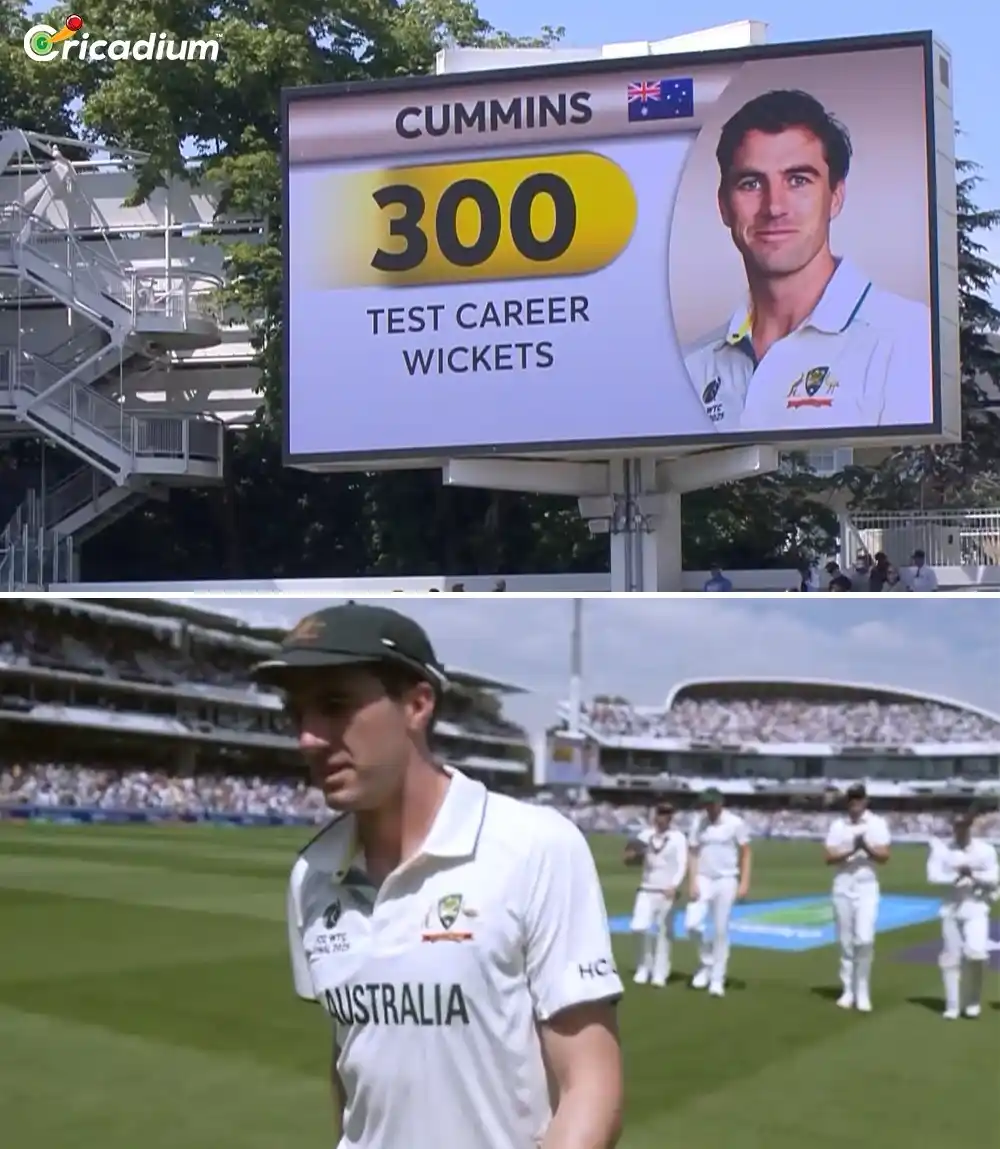 Image from Cricadium🏏: Pat Cummins hits the 3️⃣0️⃣0️⃣ mark in Test cricket! <a class="text-b...