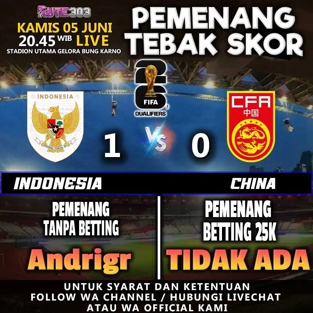 Image from Info Situs Slot Gacor Terpercaya x RUTE303 ⚡: PENGUMUMAN PEMENANG TEBAK SKOR ⚽️ EVENT TEBAK SKOR ⚽️ ⚽️ Indonesia vs ...