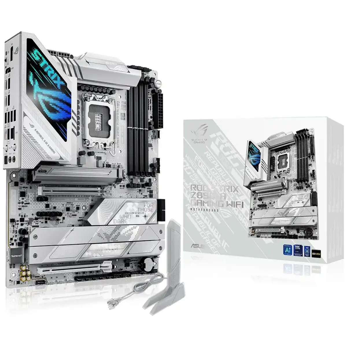 Image from Ofertas Terabyte!: 🖥️ Placa-Mãe ASUS ROG Strix Z890-A Gaming WiFi DDR5 White Visual bran...