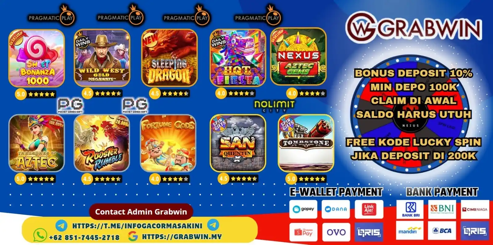 Image from GRABWIN OFFICIAL: 🎰POLA GAME SESI 3🎰 📆12 - 13 JUNI 2025📆 🕐22:00 - 13:00 WIB🕕 💰BON...