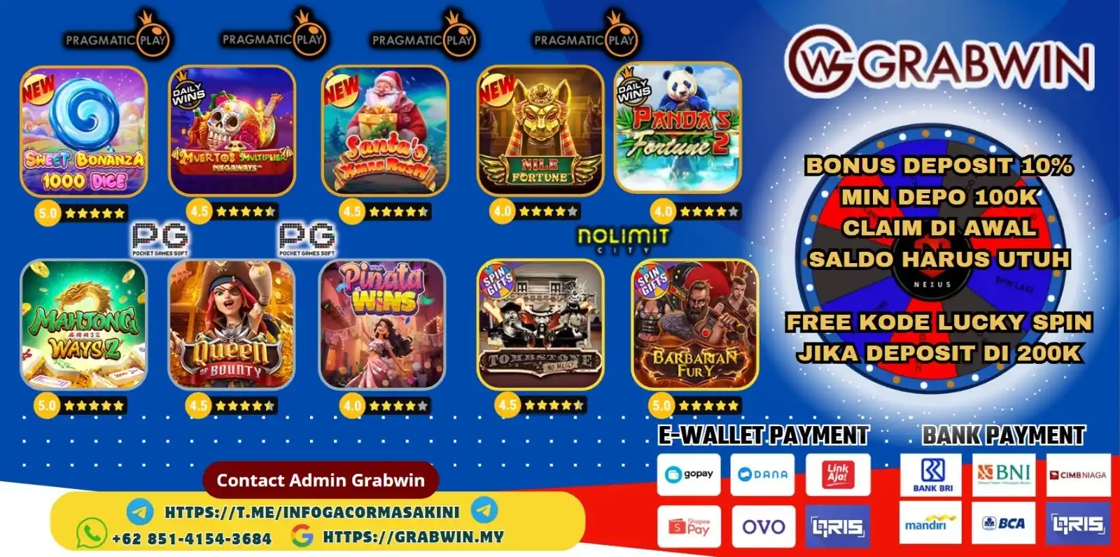 Image from GRABWIN OFFICIAL: 🎰POLA GAME SESI 3🎰 📆13-14 JUNI 2025📆 🕐22:00 - 13:00 WIB🕕 💰BONUS...