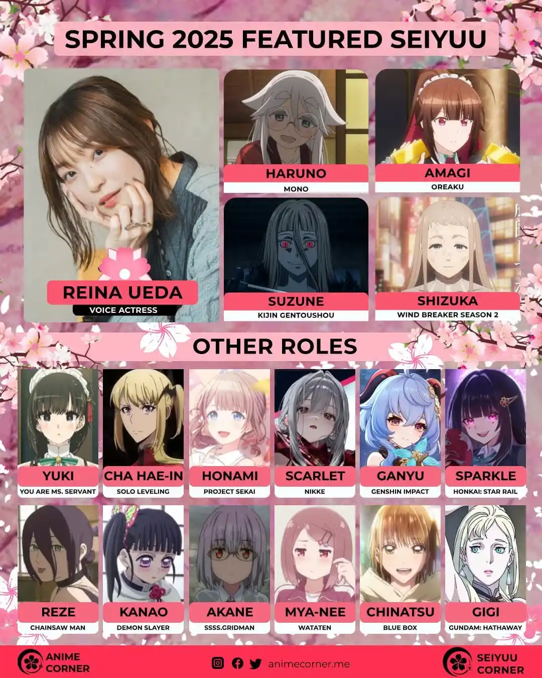 Image from CSC LAB - Anime Cast: 🌸 Primavera-Japón 2025 destacada Seiyuu: Reina Ueda.🌟...