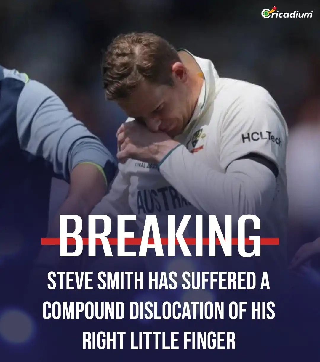 Image from Cricadium🏏: Steve Smith has suffered a compound dislocation of his right little fi...