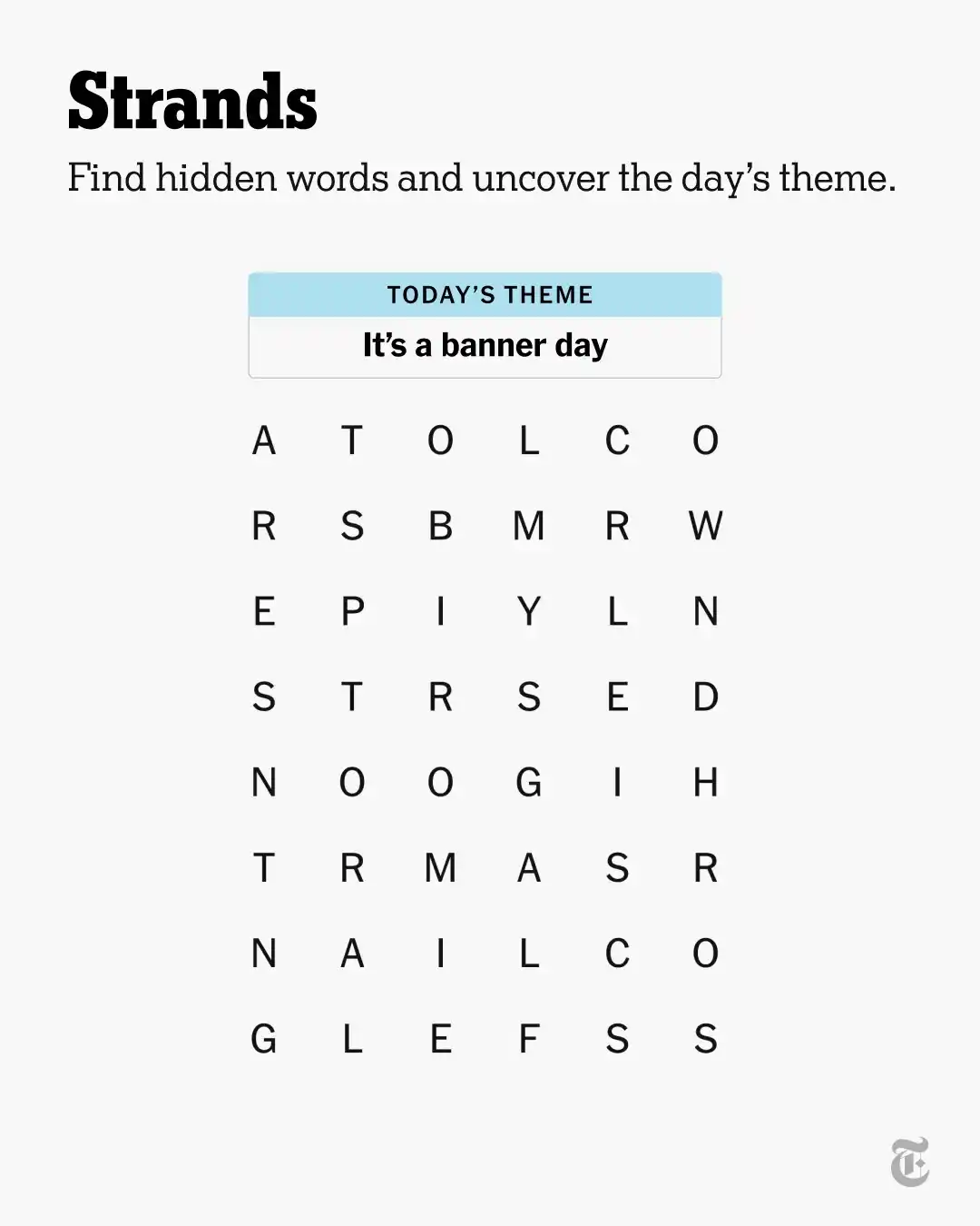 Image from The New York Times: Strands is a word search with a unique twist. Can you uncover the them...