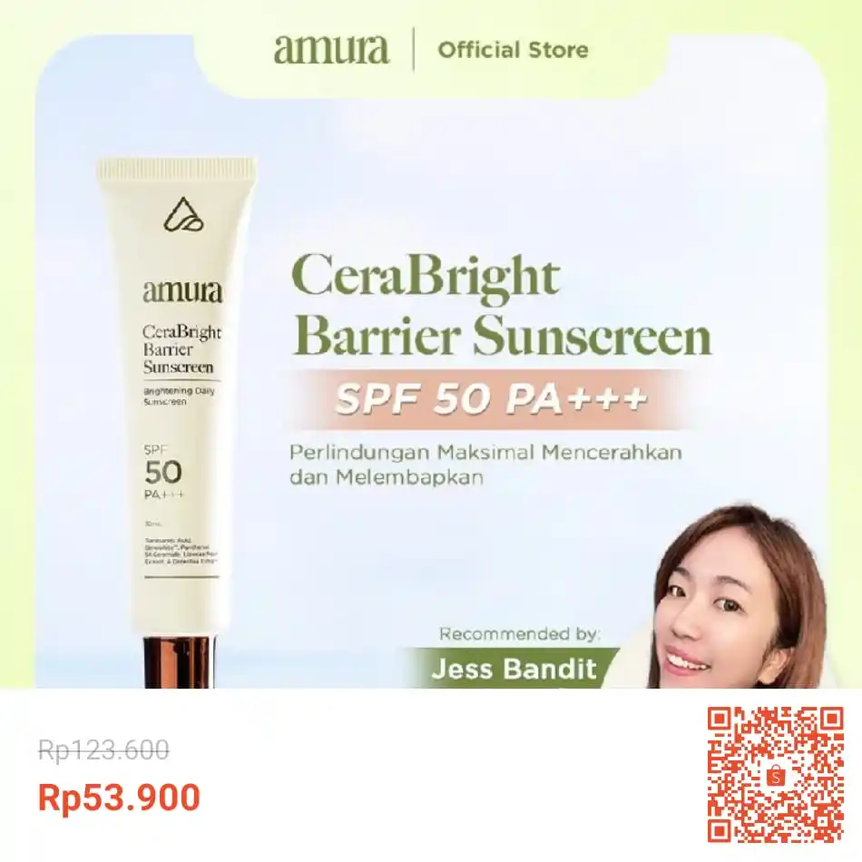 Image from INFO PROMO RACUN SHOPEE DISKON TIKTOK TOKOPEDIA GOJEK GRAB BELAJAR DAGET STICKER GIVEAWAY: Temukan Amura CeraBright Barrier Sunscreen SPF 50 PA+++ | Melembapkan ...