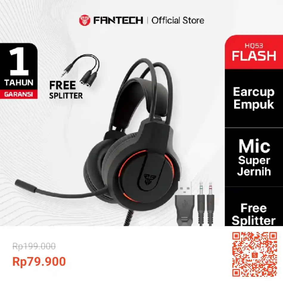 Image from INFO PROMO RACUN SHOPEE DISKON TIKTOK TOKOPEDIA GOJEK GRAB BELAJAR DAGET STICKER GIVEAWAY: Temukan Fantech FLASH HQ53 Headset Gaming PC Kabel TERLARIS Super Bass...