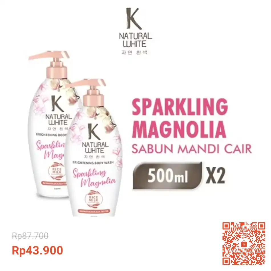 Image from INFO PROMO RACUN SHOPEE DISKON TIKTOK TOKOPEDIA GOJEK GRAB BELAJAR DAGET STICKER GIVEAWAY: Temukan K Natural White Sabun Mandi Cair Magnolia Botol 500 ml x2 seha...