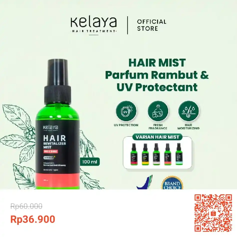 Image from INFO PROMO RACUN SHOPEE DISKON TIKTOK TOKOPEDIA GOJEK GRAB BELAJAR DAGET STICKER GIVEAWAY: Temukan Kelaya Hair Mist 100ml - Revitalizer Parfum Vitamin seharga Rp...
