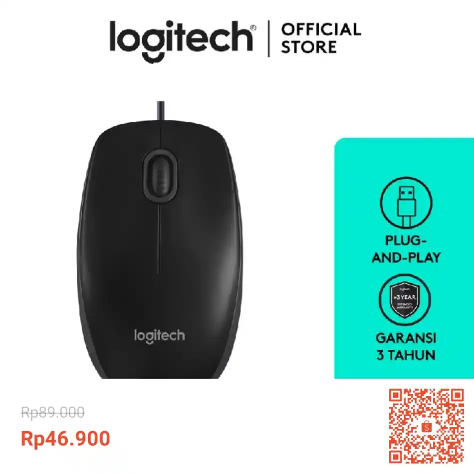 Image from INFO PROMO RACUN SHOPEE DISKON TIKTOK TOKOPEDIA GOJEK GRAB BELAJAR DAGET STICKER GIVEAWAY: Temukan Logitech B100 Mouse Kabel USB Optical Ergonomis seharga Rp46.9...