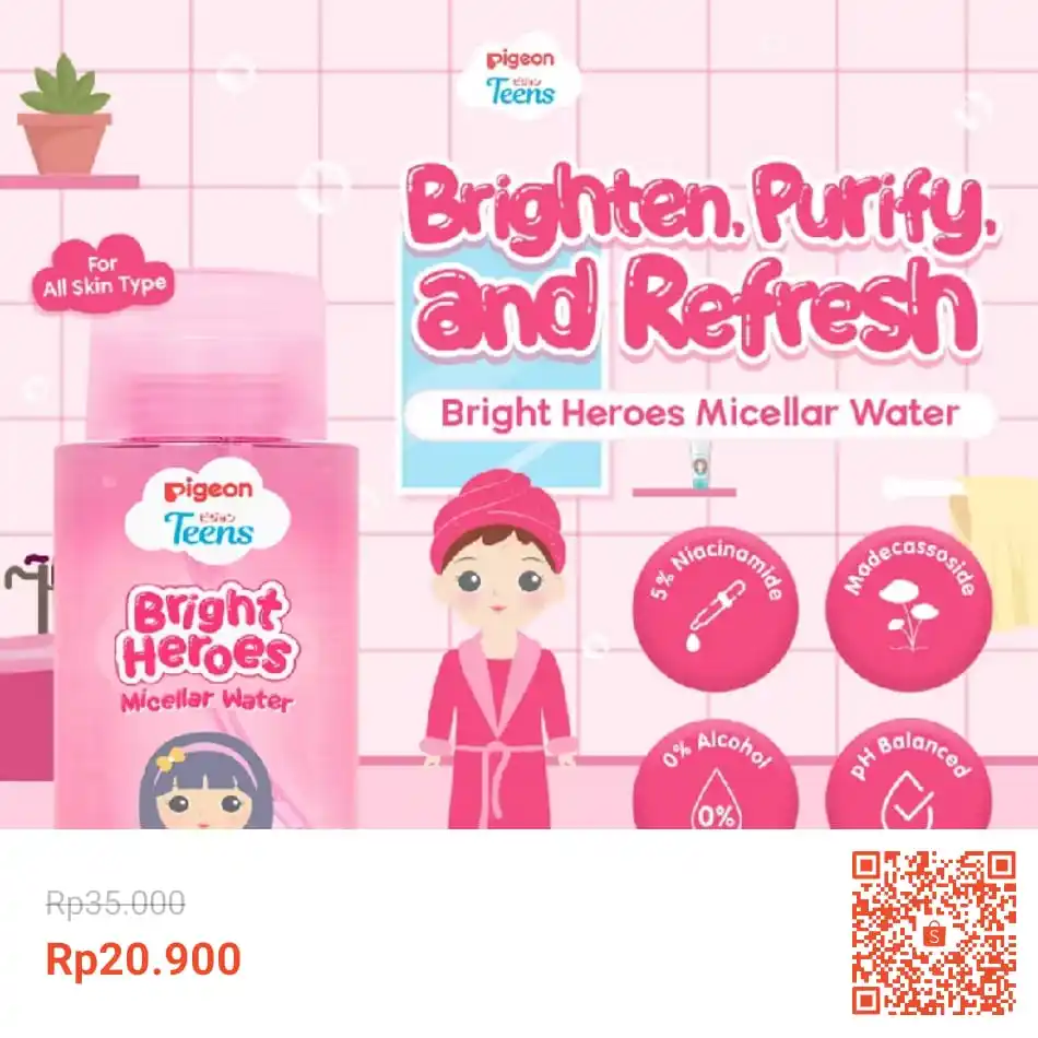 Image from INFO PROMO RACUN SHOPEE DISKON TIKTOK TOKOPEDIA GOJEK GRAB BELAJAR DAGET STICKER GIVEAWAY: Temukan PIGEON TEENS BRIGHT HEROES MICELLAR WATER 100 ML| Micellar Wat...
