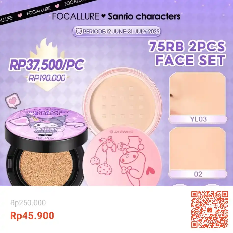 Image from INFO PROMO RACUN SHOPEE DISKON TIKTOK TOKOPEDIA GOJEK GRAB BELAJAR DAGET STICKER GIVEAWAY: Temukan [Special Offer]FOCALLURE X Sanrio 2PCS Set Matte Cushion Porel...