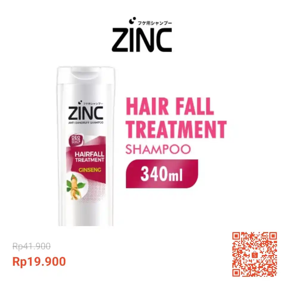 Image from INFO PROMO RACUN SHOPEE DISKON TIKTOK TOKOPEDIA GOJEK GRAB BELAJAR DAGET STICKER GIVEAWAY: Temukan Zinc Shampoo Hair Fall Treatment Botol 340 ml seharga Rp19.900...