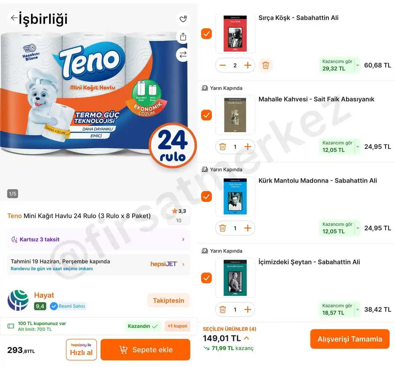 Image from İndirim Fırsat Merkezi: 🔥Teno Mini Kağıt Havlu 24 Rulo ✅293TL’den Stokta - Linkte Bulunan Ür...