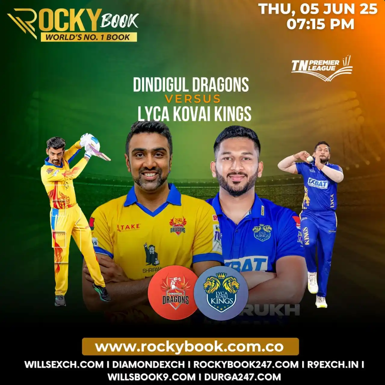 Image from ROCKY BOOK: TNPL2025 kicks off tonight  Defending champions Dindigul Dragons faceo...