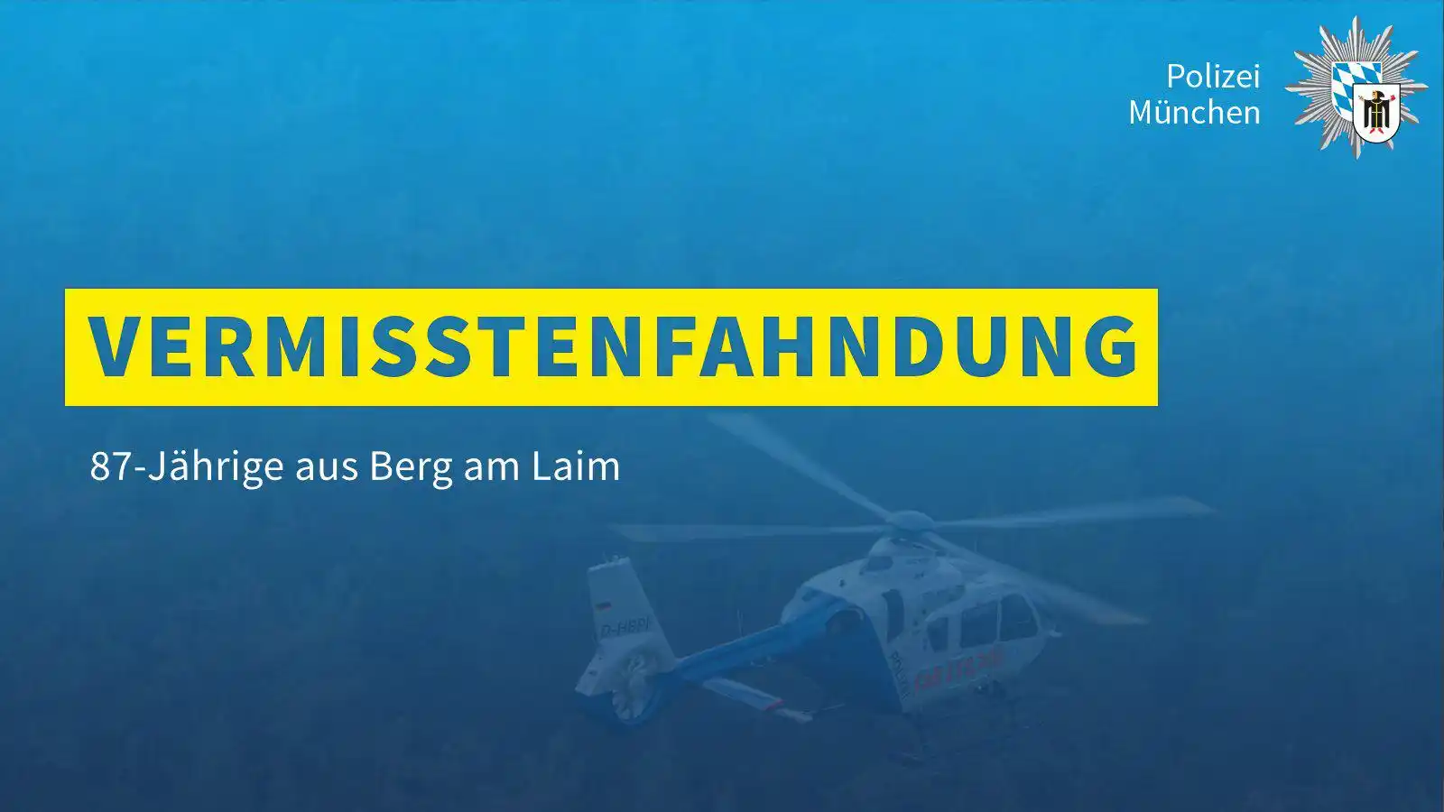 Image from Polizei München: *Vermisstenfahndung - Bitte teilen* Eine 87-jährige Frau aus Berg am...