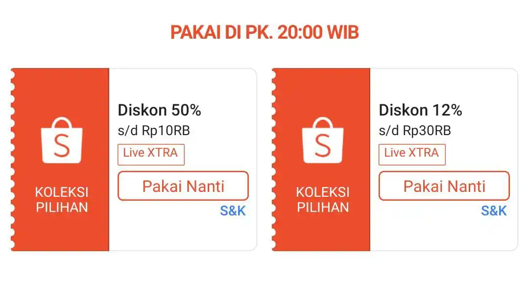 Image from INFO PROMO RACUN SHOPEE DISKON TIKTOK TOKOPEDIA GOJEK GRAB BELAJAR DAGET STICKER GIVEAWAY: Voucher Shopee Live Xtra ⏰ 20:00 WIB Diskon 50% s.d 10RB minbel 20RB...