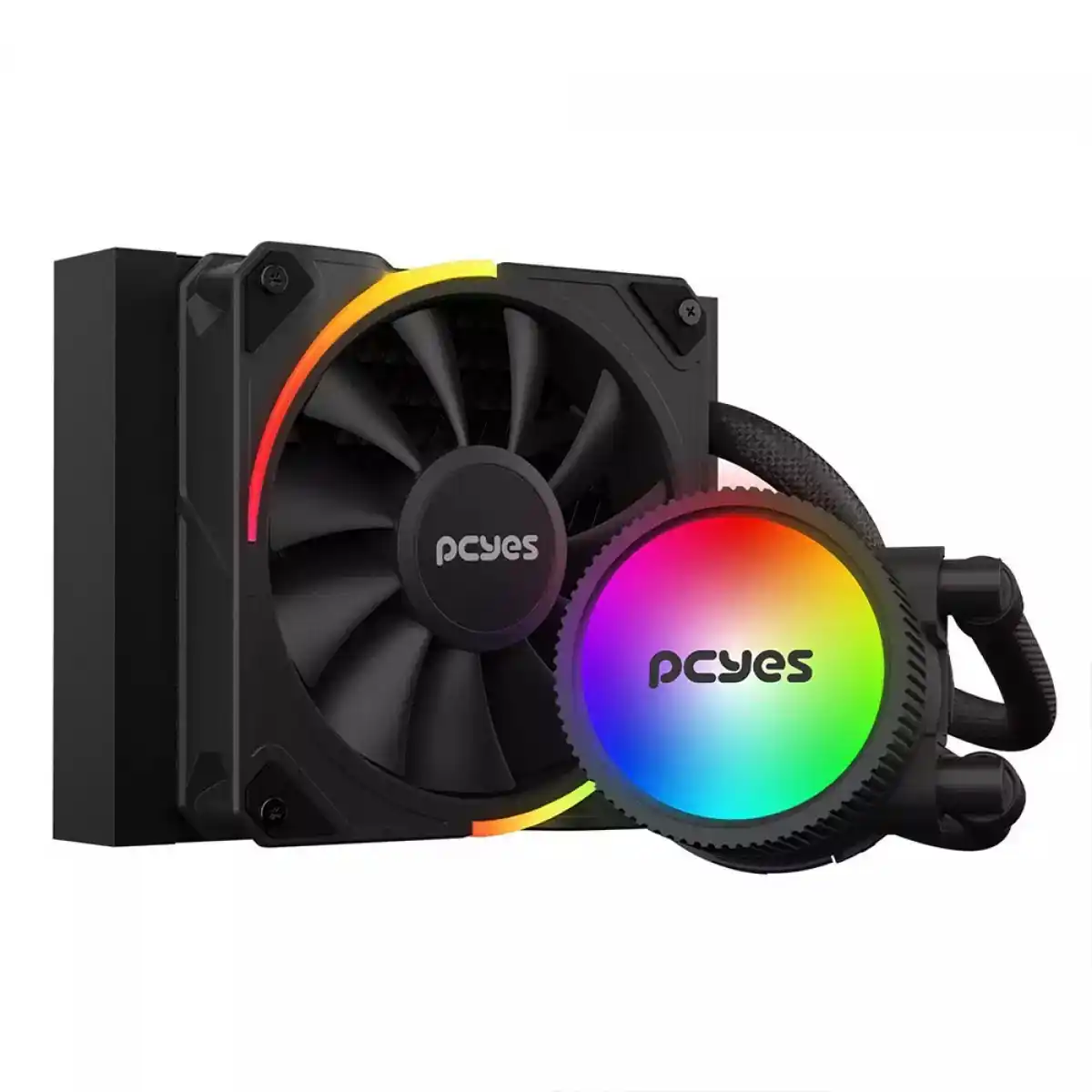 Image from Ofertas Terabyte!: 💧 Water Cooler PCYes Sangue Frio 3 ARGB Black Vulcan 120mm Iluminação...