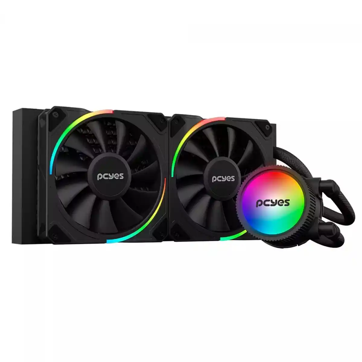 Image from Ofertas Terabyte!: 💧 Water Cooler PCYes Sangue Frio 3 ARGB Black Vulcan 240mm Modelo com...