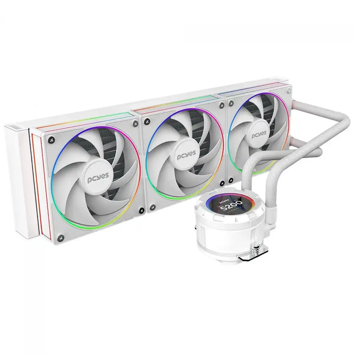 Image from Ofertas Terabyte!: ✨ Water Cooler PCYes Vision White Ghost ARGB 360mm ✨ Com tela LCD, com...