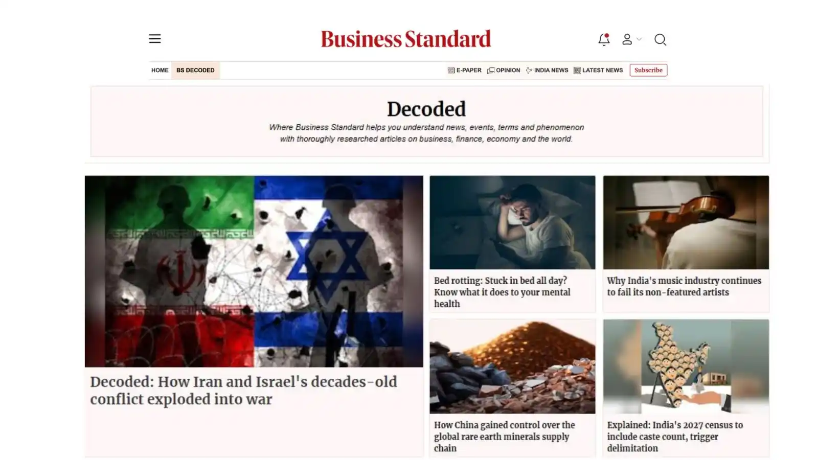 Image from Business Standard: When others give headlines, we give you clarity.  BS Decoded is credib...
