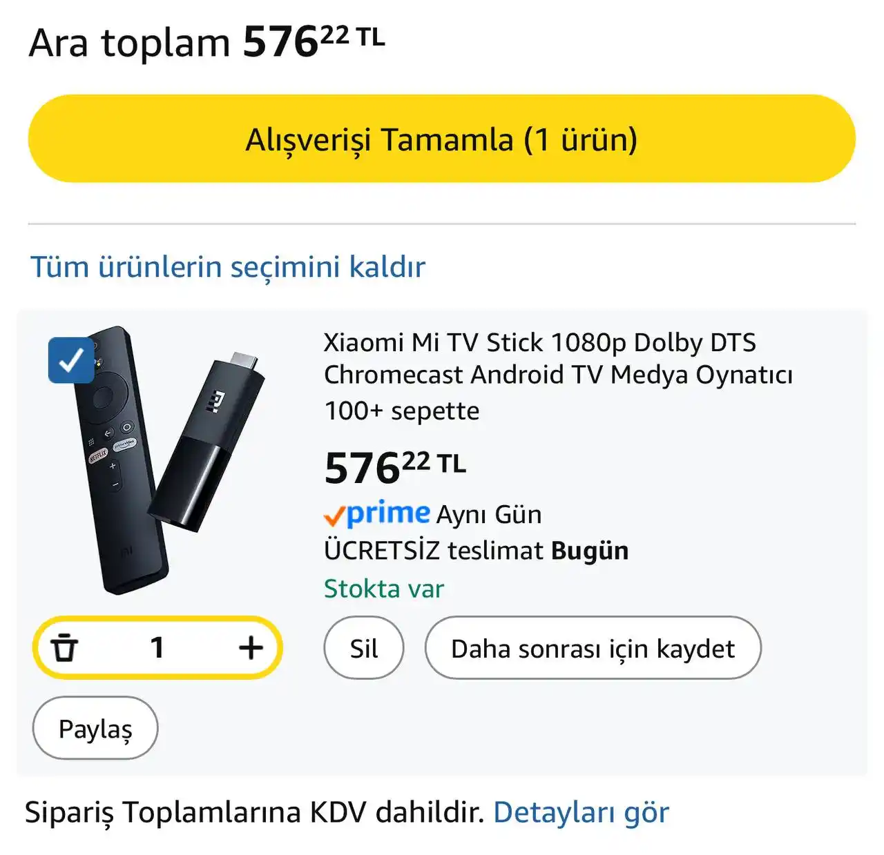 Image from İndirim Fırsat Merkezi: 🔥Xiaomi Mi TV Stick 1080p Dolby DTS Chromecast Android TV Medya ✅Öd...