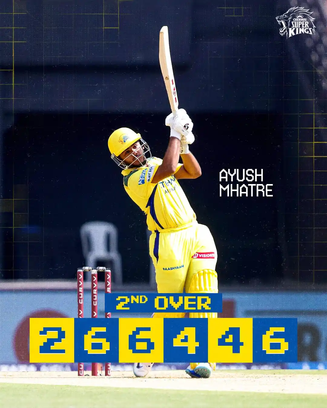 Image from Chennai Super Kings: 28 Runs in the Second Over! 💥⚡ Mhatre dealing in boundaries!🥳 <a c...