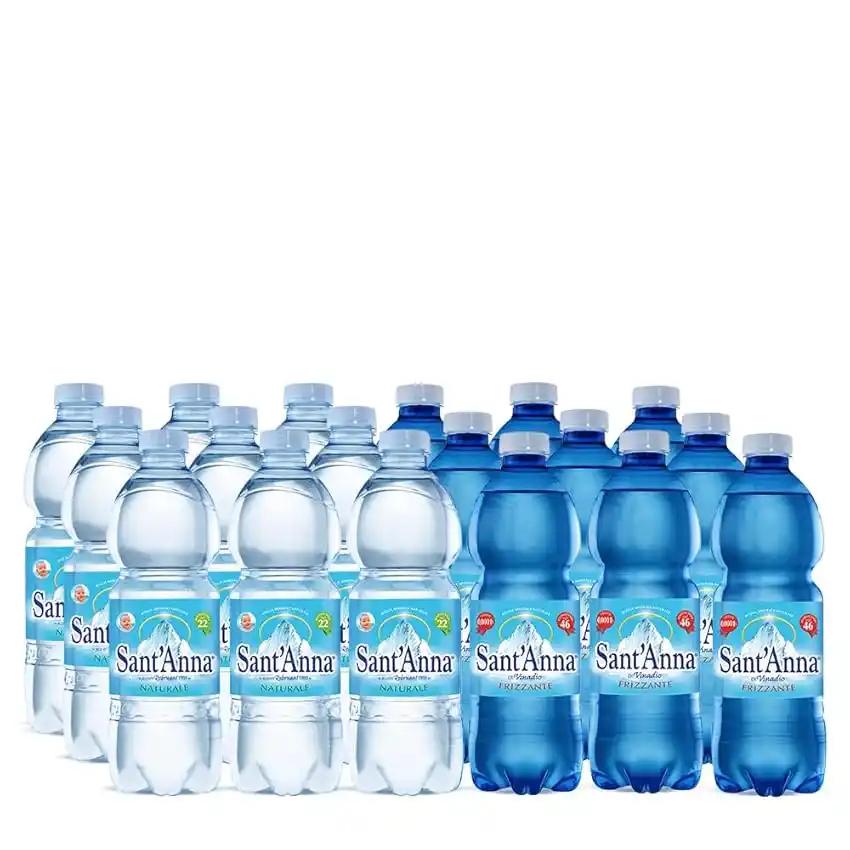 Image from Supermercato Sottocasa: 👀 Acqua Sant'Anna Pack 0,5L Mix Naturale e Frizzante | 96 Bottiglie |...