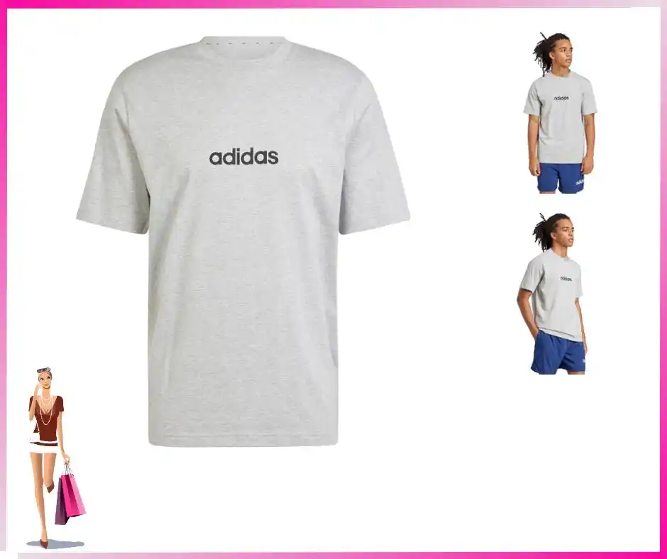 Image from Le Offerte di Joy: 🟢 *adidas Uomo Essentials Linear Single Jersey Tee, Medium Grey Heath...
