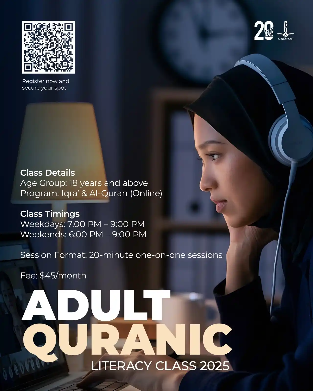Image from Assyafaah Mosque: *🌟 Adult Quranic Literacy Class 2025 – Registration Now Open! 🌟* Ar...