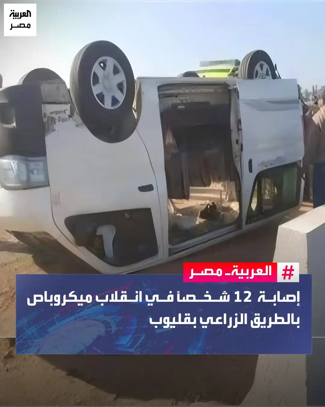 Image from العربية مصر: ⭕ أصيب 12 شخصاً في انقلاب سيارة ميكروباص بطريق مصر الإسكندرية الزراعي ...