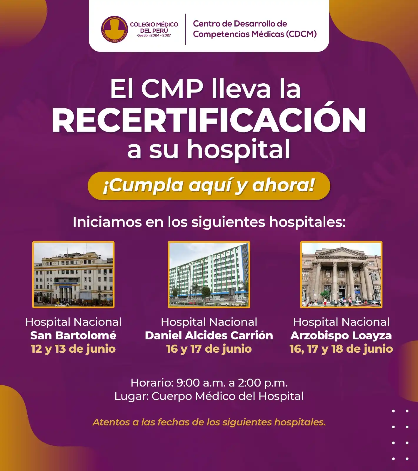 Image from Colegio Médico del Perú: ¡Atención colegas médicos! ¡La recertificación ahora llega a tu hospit...