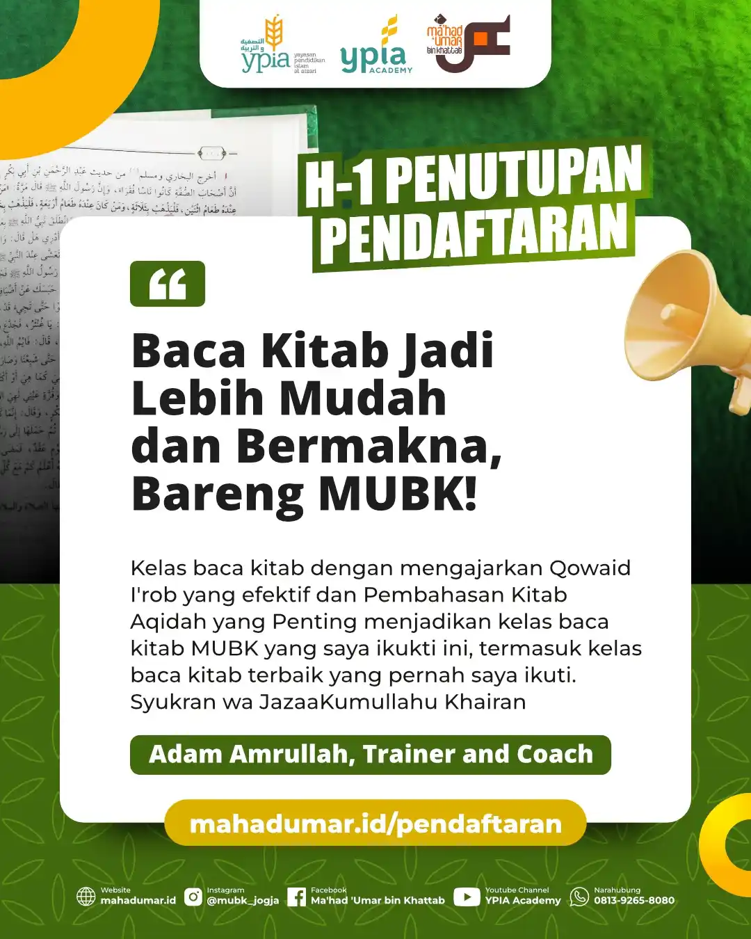 Image from YPIA Academy: *BACA KITAB JADI LEBIH MUDAH DAN BERMAKNA, BIIDZNILLAH..* *BARENG MUBK...