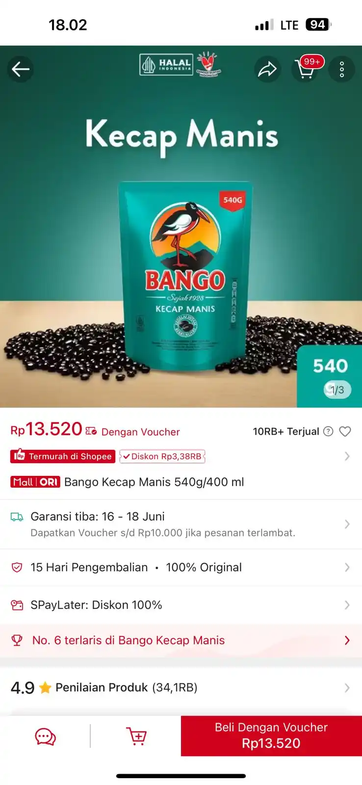 Image from INFO PROMO RACUN SHOPEE CUAN: Bango Kecap Manis 540g/400 ml seharga Rp13.520. Dapatkan sekarang juga...