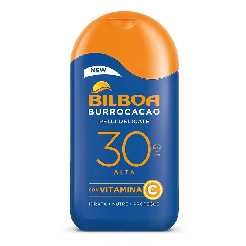 Image from Supermercato Sottocasa: 👀 Bilboa Burrocacao Latte SPF 30, Protezione Solare Alta per Pelli Se...