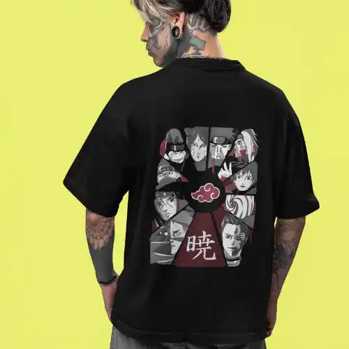 Image from Ofertas&Promoções EXPRESS - Shopee Aliexpress Mercado livre Amazon: 🚨Camisa Akatsuki Membros Anime Camiseta Oversized 100% Algodão Stree...