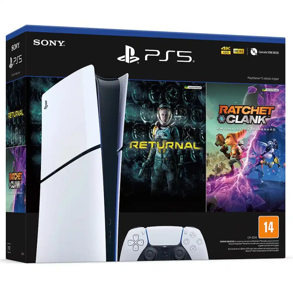 Image from Rafael Pacheco Ofertas: Console PlayStation 5 Slim Digital Edition Branco + Returnal e Ratchet...